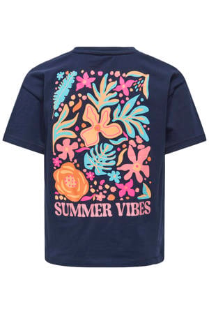 T-shirt met backprint donkerblauw
