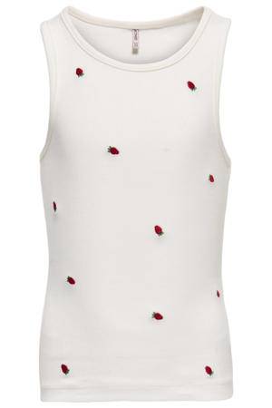 mouwloze top wit met textuur