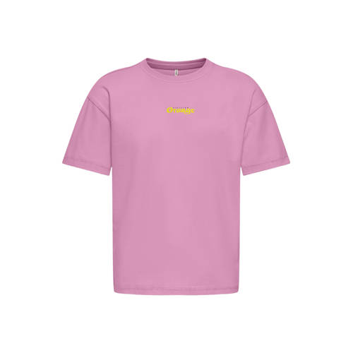 KIDS ONLY GIRL T-shirt met backprint roze Meisjes Katoen Ronde hals Backprint - maat 158/164 afbeelding