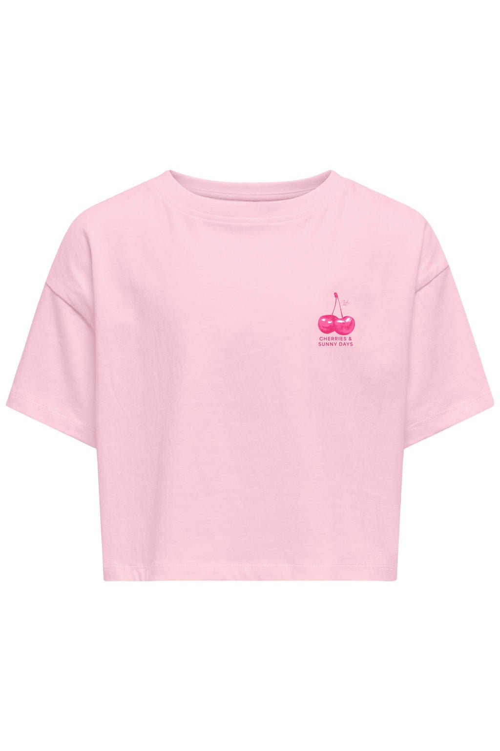 Roze meisjes KIDS ONLY GIRL T-shirt van katoen met backprint, korte mouwen en ronde hals