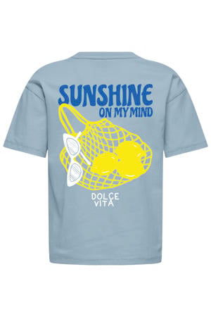 T-shirt met backprint lichtblauw