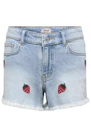 straight casual short light blue denim