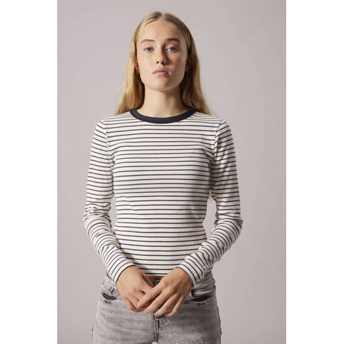 LMTD gestreepte longsleeve grijs rib gebreid Meisjes Stretchkatoen Ronde hals - maat 158/164 afbeelding