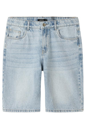 regular waist short light blue denim