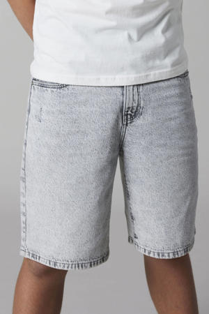 regular waist short grey denim