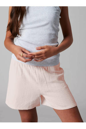 relaxed regular waist casual short lichtroze met textuur