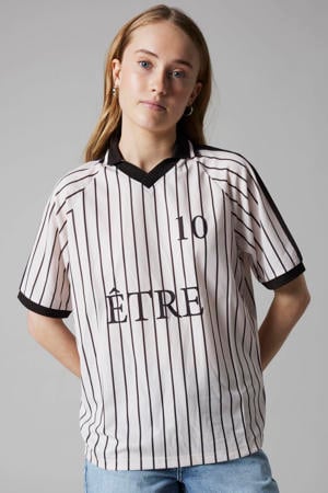 gestreepte T-shirt lichtroze