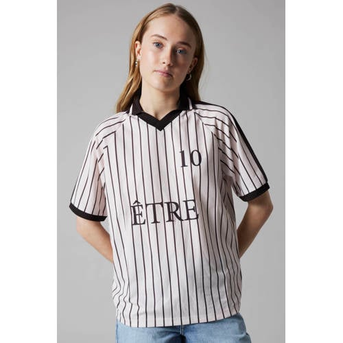 LMTD gestreepte T-shirt lichtroze Jongens/Meisjes Polyester Polokraag Streep - maat 158/164 afbeelding