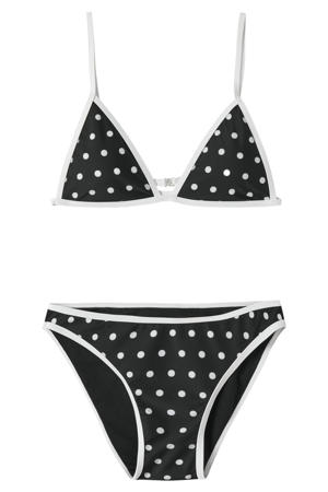 triangel bikini met stipdessin zwart/wit
