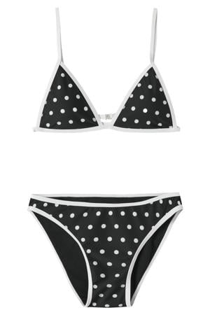 triangel bikini met stipdessin zwart/wit