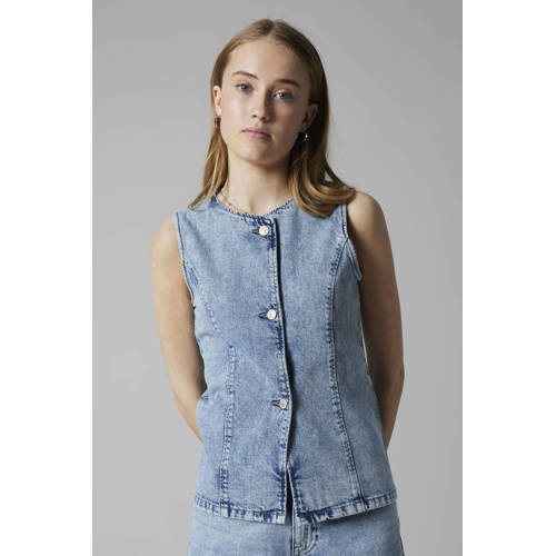 LMTD Gilet Blauw Meisjes Denim Ronde hals Effen - maat 146/152 afbeelding