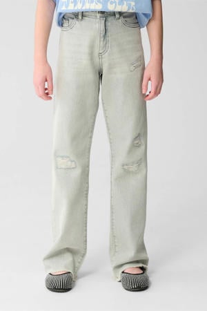 high waist straight leg jeans grey denim
