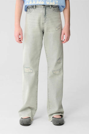 high waist straight leg jeans grey denim