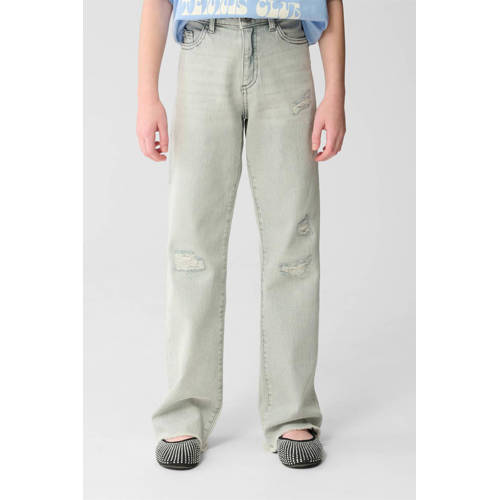 Shoeby high waist straight leg jeans grey denim Grijs Effen