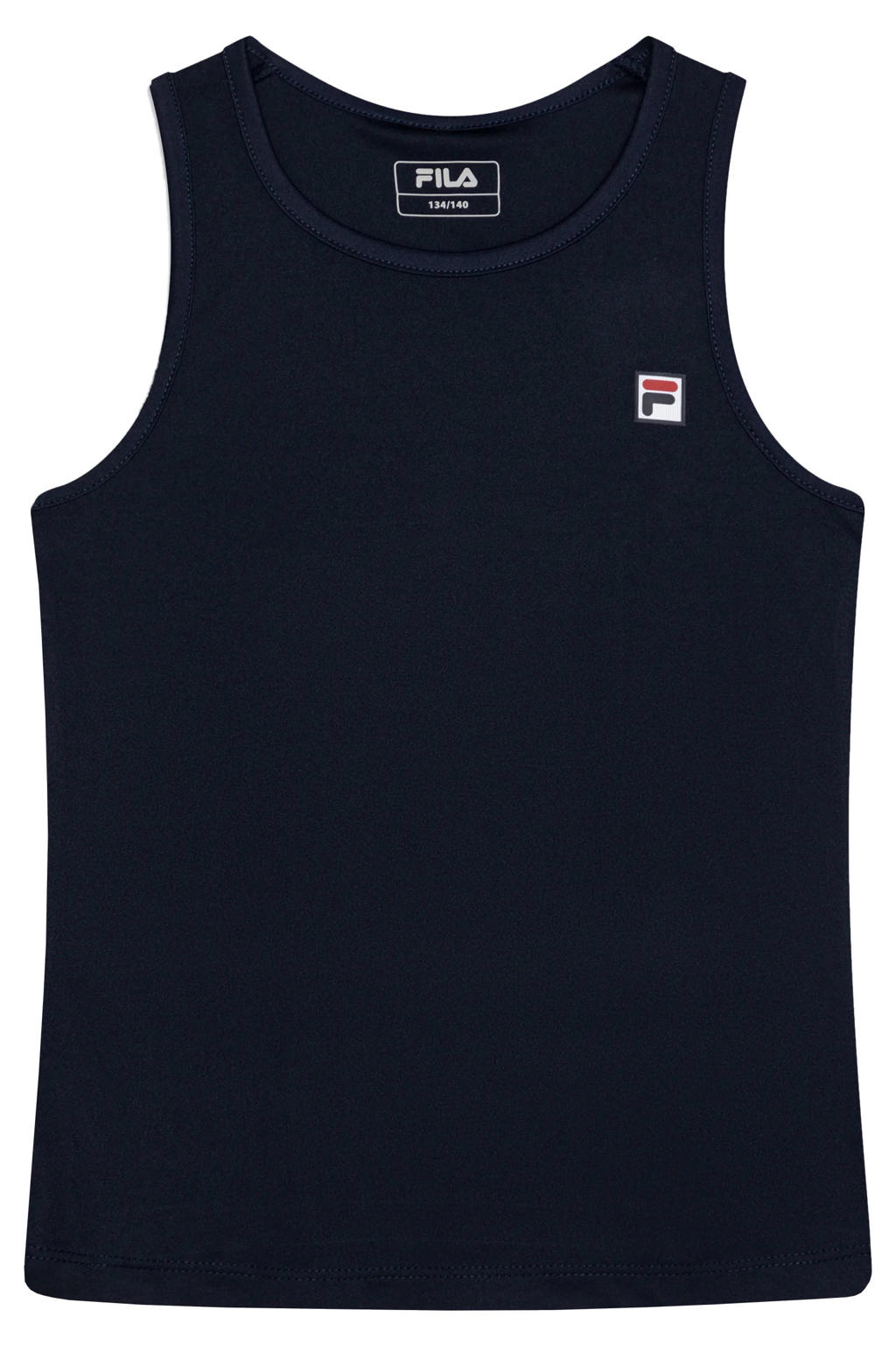 Donkerblauwe meisjes Fila sporttop Alma van polyester met effen en ronde hals