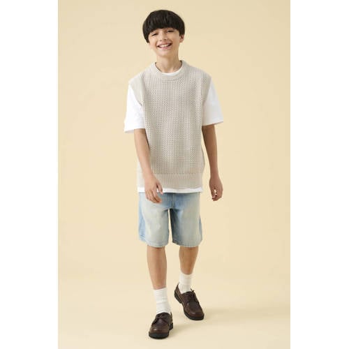 ONLY & SONS JUNIOR baggy short light blue denim Korte broek Blauw Effen - maat 140 afbeelding