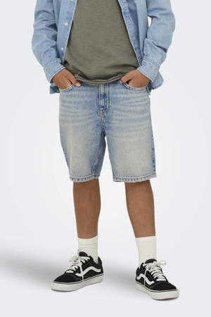 straight regular waist short medium blue denim