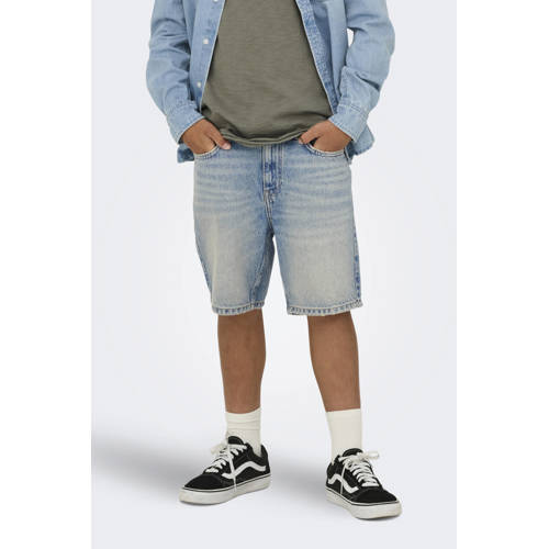 ONLY & SONS JUNIOR straight regular waist short medium blue denim Korte broek Blauw - maat 152 afbeelding