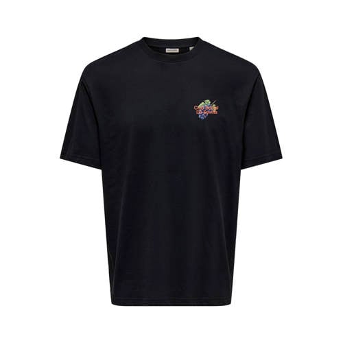 ONLY & SONS JUNIOR T-shirt Zwart Jongens Katoen Ronde hals Backprint - maat 122/128 afbeelding