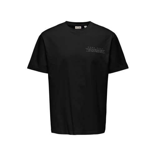 ONLY & SONS JUNIOR T-shirt met backprint zwart Jongens Katoen Ronde hals - maat 170/176 afbeelding