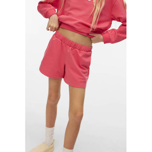 VERO MODA GIRL regular sweatshort roze Korte broek Rood Meisjes Katoen - maat 134 afbeelding