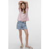 VERO MODA GIRL regular waist gebloemde short light blue denim