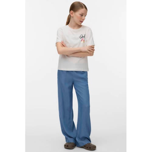 VERO MODA GIRL wide leg regular waist medium blue denim Broek Blauw Meisjes Lyocell - maat 128 afbeelding