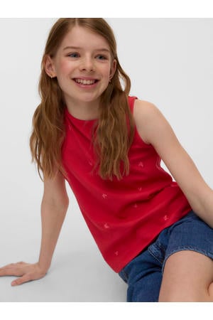 mouwloze top met hartjes rood