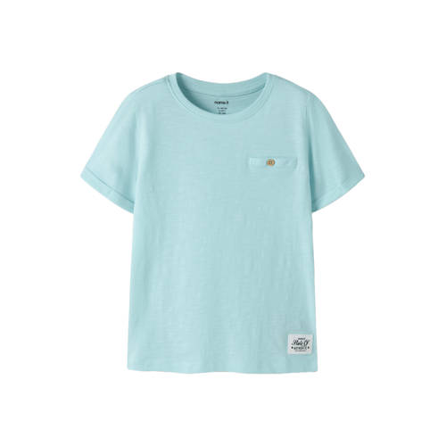 NAME IT KIDS T-shirt aquablauw Jongens Katoen Ronde hals Effen - maat 134/140 afbeelding