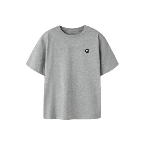 NAME IT KIDS T-shirt grijs melange Jongens Katoen Ronde hals Effen - maat 116 afbeelding