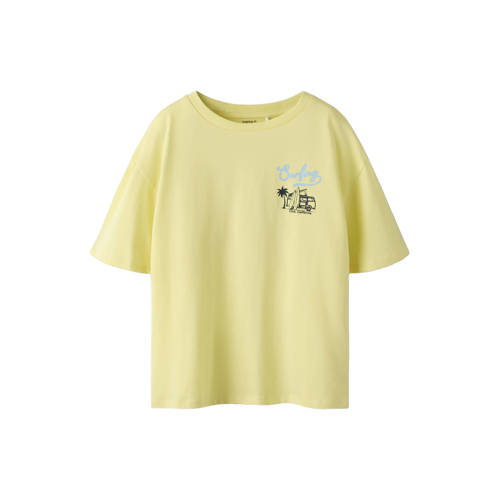 NAME IT KIDS T-shirt met backprint geel Jongens Katoen Ronde hals Backprint - maat 116 afbeelding