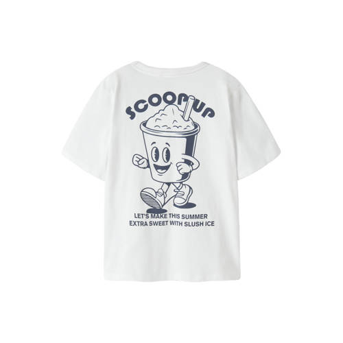 NAME IT KIDS T-shirt met backprint wit Jongens Katoen Ronde hals Backprint - maat 134/140 afbeelding