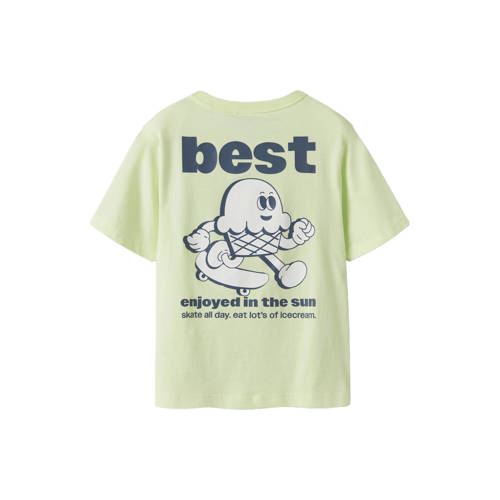 NAME IT KIDS T-shirt met backprint limegroen Jongens Katoen Ronde hals - maat 116 afbeelding