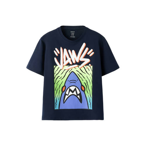NAME IT KIDS T-shirt donkerblauw Jongens Stretchkatoen Ronde hals Printopdruk - maat 158/164 afbeelding
