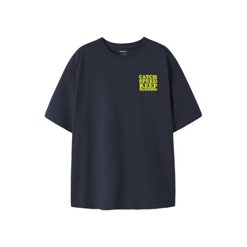NAME IT KIDS T-shirt donkerblauw Jongens Katoen Ronde hals Tekst - maat 134/140 afbeelding