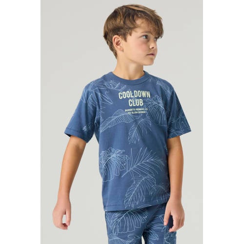 NAME IT KIDS T-shirt blauw Jongens Katoen Ronde hals Blad - maat 122/128 afbeelding