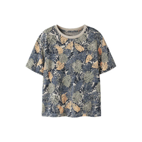 NAME IT KIDS T-shirt greige Grijs Jongens Katoen Ronde hals Blad - maat 122/128 afbeelding