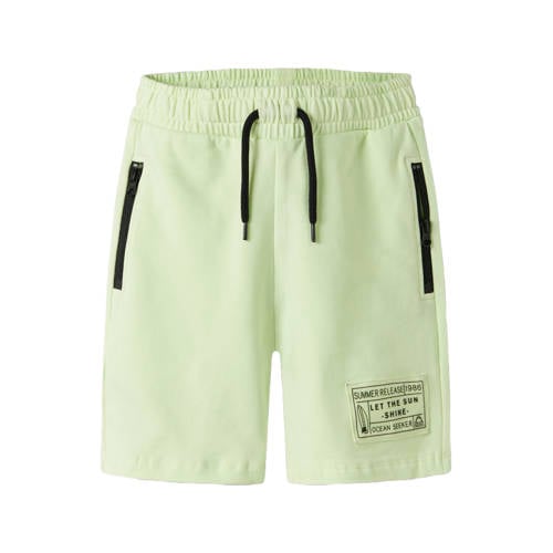 NAME IT KIDS regular sweatshort limegroen Korte broek Jongens Katoen Tekst - maat 140 afbeelding