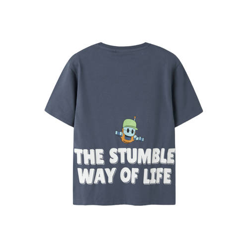 NAME IT KIDS T-shirt met backprint blauw Jongens Stretchkatoen Ronde hals - maat 116 afbeelding