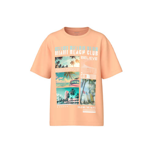NAME IT KIDS T-shirt met printopdruk oranje Jongens Katoen Ronde hals Printopdruk - maat 122/128 afbeelding