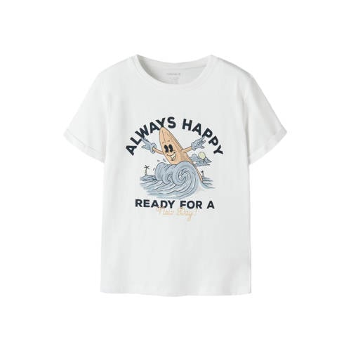 NAME IT KIDS T-shirt Wit Jongens Stretchkatoen Ronde hals Printopdruk - maat 158/164 afbeelding