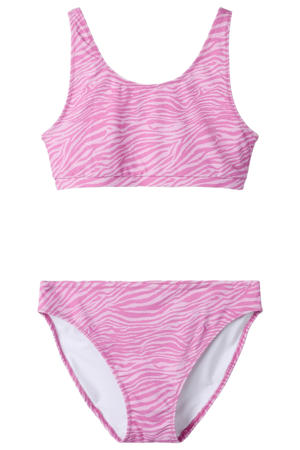 crop bikini met zebraprint roze