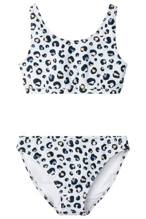 crop bikini met panterprint blauw