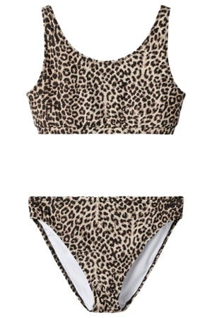 crop bikini met panterprint bruin