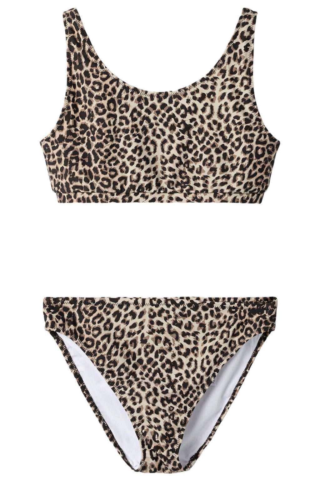 NAME IT KIDS crop bikini met panterprint bruin