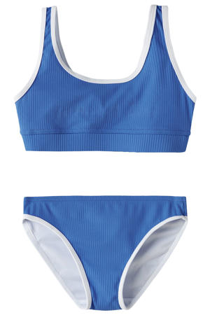 crop bikini blauw/wit