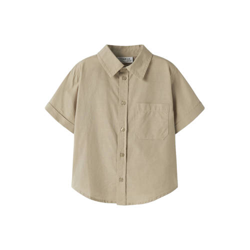 NAME IT MINI regular casual overhemd zand Beige Jongens Katoen Button down - maat 110 afbeelding