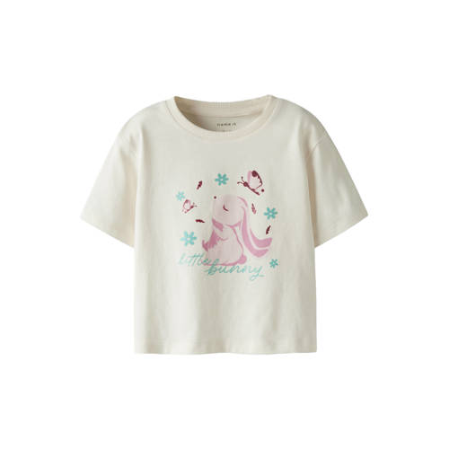 NAME IT MINI T-shirt lichtgeel Meisjes Katoen Ronde hals Printopdruk - maat 92 afbeelding
