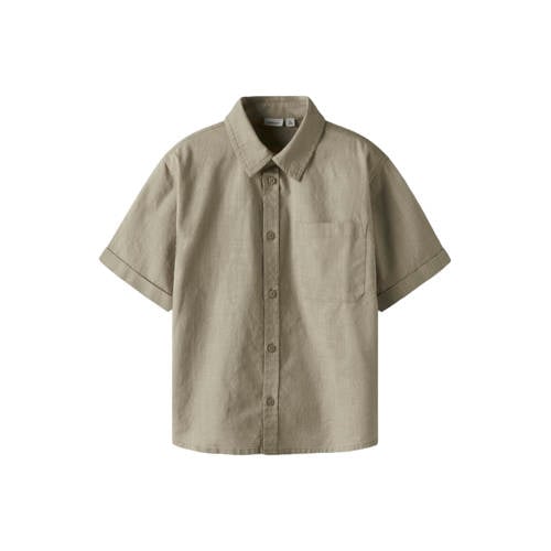 NAME IT KIDS regular casual overhemd grijsgroen Jongens Katoen Button down - maat 122/128 afbeelding