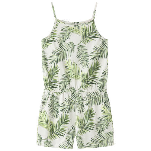 NAME IT KIDS playsuit met blad print groen/wit Meisjes Katoen Ronde hals - maat 164 afbeelding